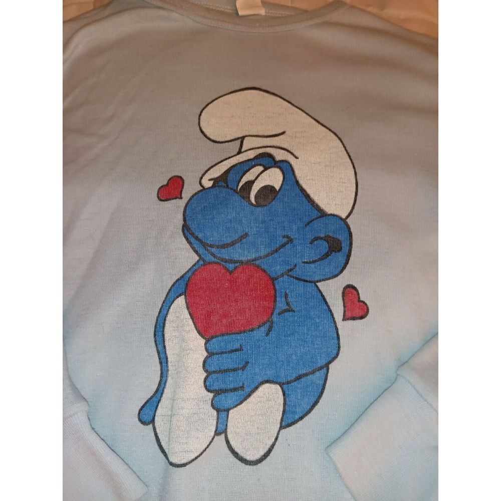 Smurfs‎ Vintage Blue Sweatshirt Size Small Made In The USA